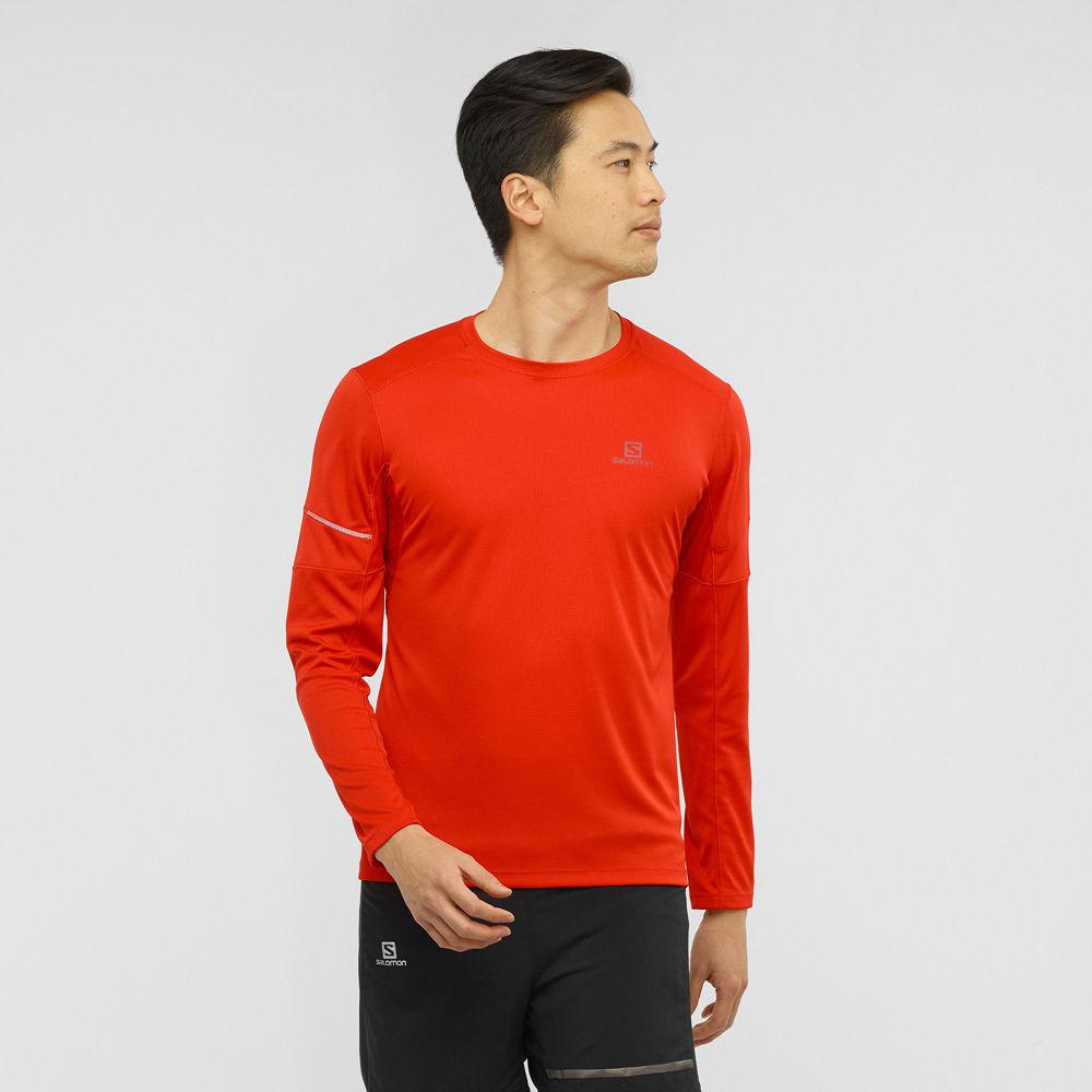 SALOMON AGILE LS M Philippines - Men's Tops - Orange | 980325-VRO